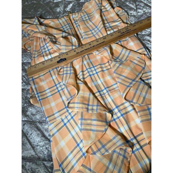 Michael Kors Women's Plaid Ruffle Dress V-Neck Sleeveless Size XXS Polyester - Picture 3 of 9